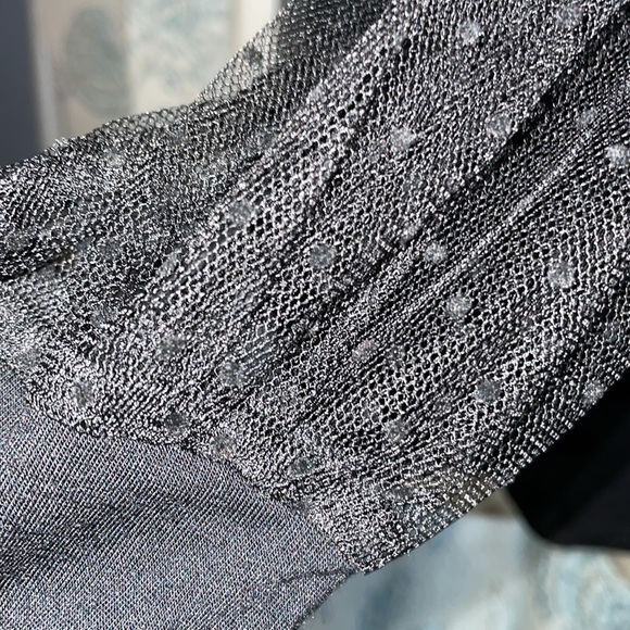 Belldini Studded top around neck with sheer sleeves & Ruffles - Picture 7 of 9